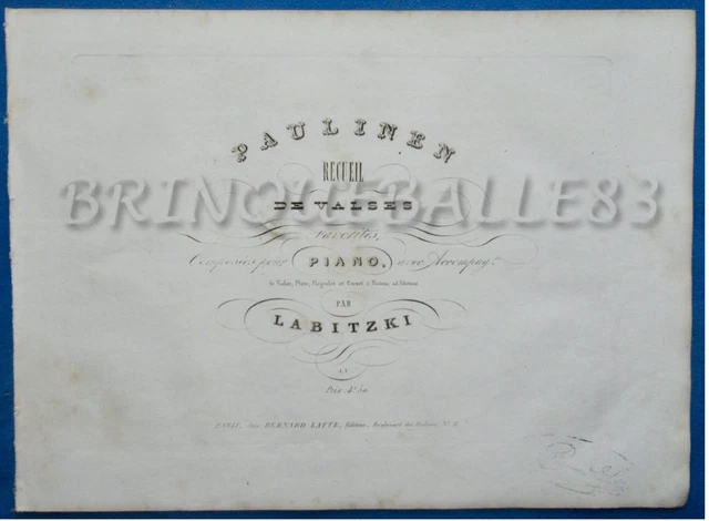 Dance Cornet Flûte Violon Partition Jos. Labitzki Paulinen Recueil Valses 1838
