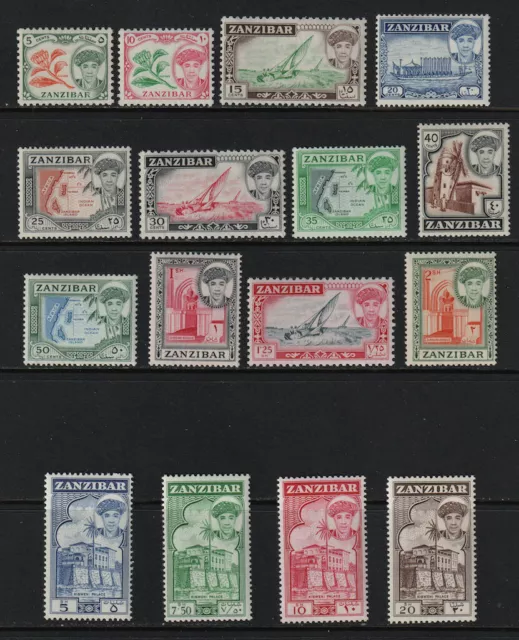 Zanzibar 1961 Definitives Sc 264-79 NH VF CV $48.75