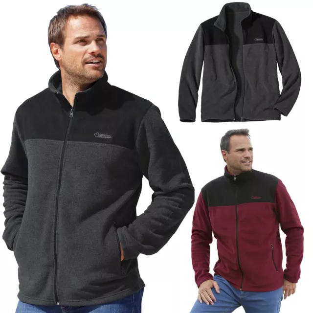 Mens Fleece Full Zip Jacket Polar Anti Pill Contrast Outdoor Warm Work S-4XL Top