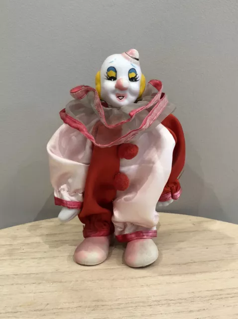 Poupée de collection Tête Mains En porcelaine Clown 17 cm