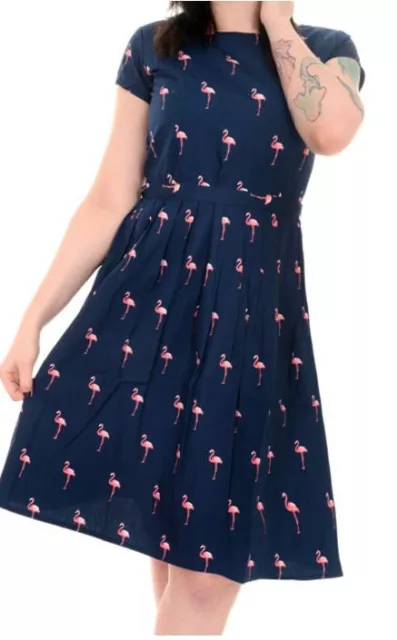 WOMENS RUN & FLY Indie Retro Vintage 50's tea dress style flamingo print dress