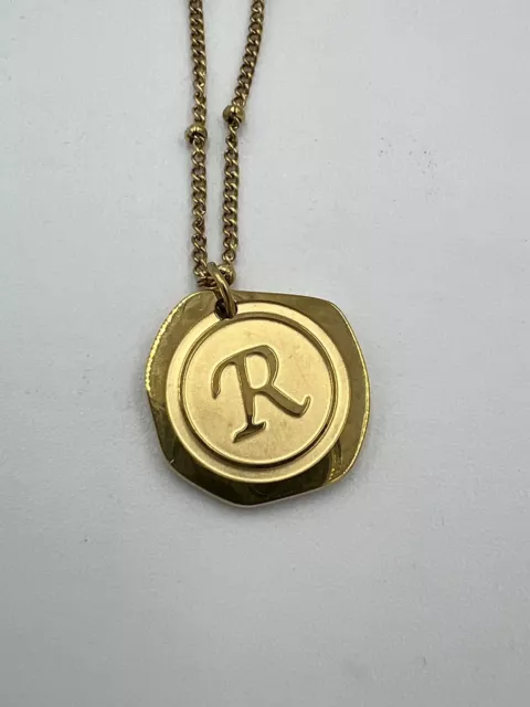 SAVVY CIE JEWELS 22K Gold Plated Initial Coin Necklace “R” $39.99 ...