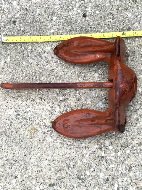 Boat Anchor Vintage 12 Inches Tall And Has A 10 On It. Heavy Vinyl Coated