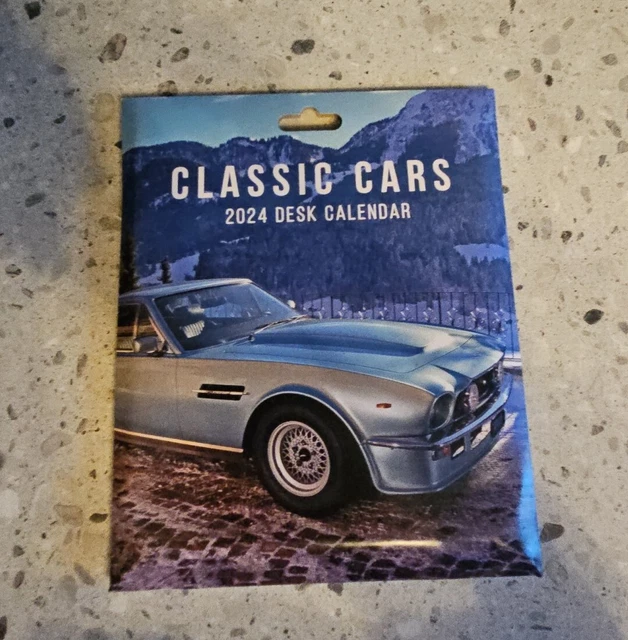 'CLASSIC CARS' 2024 FreeStanding Spiral Desk Top Calendar. Cars Desk