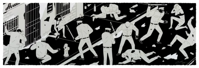 Cleon Peterson CRUELTY  IS  THE MESSAGE bone Hand signed Limited Ed Screen Print