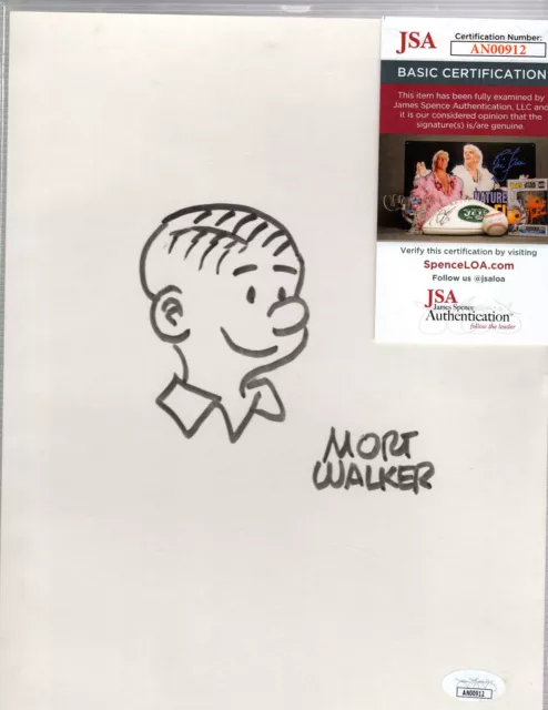 MORT WALKER Signed Autograph Auto Original Hand Drawn Cartoon 8 x 10 JSA COA