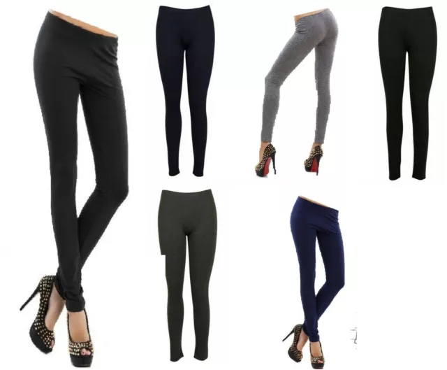 Leggings leggins pantaloni donna cotone tinta unita sport aderenti fitness