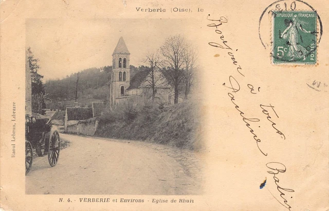 Antique Postcard Dept 60 Oise - Verbery and surroundings Church of Rhuis