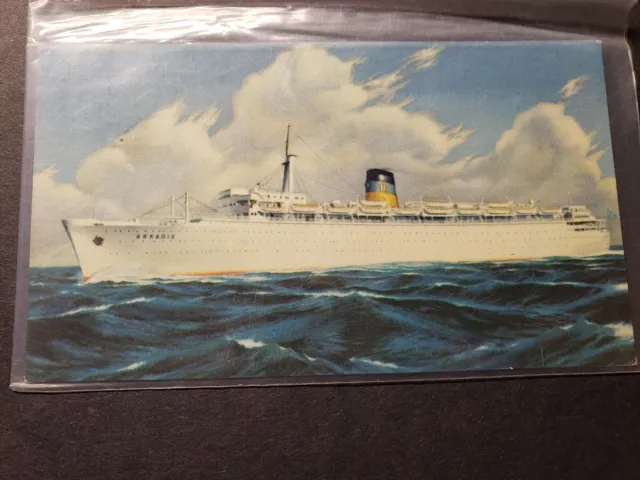 Passenger Ship SS ARKADIA, Greek Line Naval Cover Unused Postcard GREECE