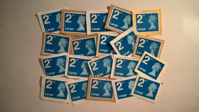 50 Unfranked Blue Large Second Class Security Stamps On Paper