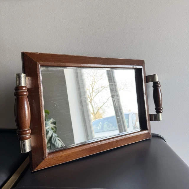 Plateau De Service Miroir – Métal Argenté – Occasion