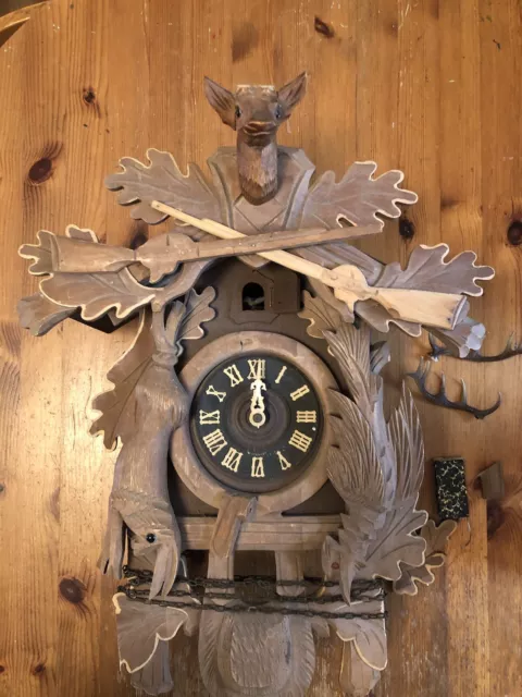 Black Forest Hunters Cuckoo Clock-Parts And Or Repair Only.