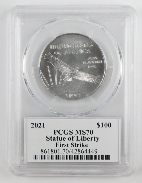 2021 $100 Platinum American Eagle 1 Oz Statue of Liberty PCGS MS70 FS Gem B8413