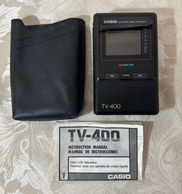 Vintage Retro Casio Pocket Colour Television TV-400 LCD - w/ Case - READ DESC