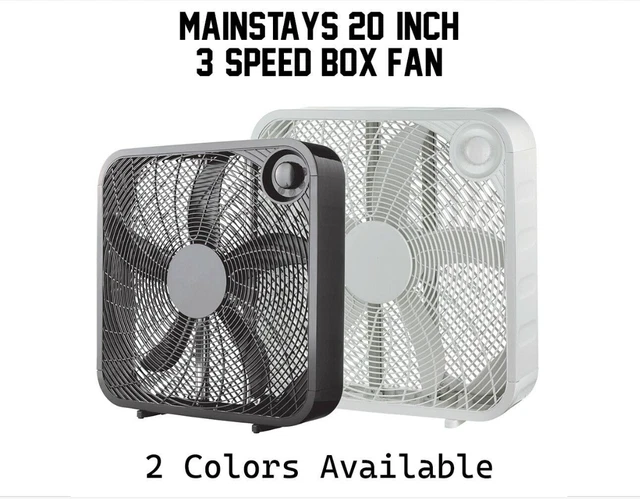 5 Blade 3 Speed Box Fan w/ Easy To Carry Handle - Black White