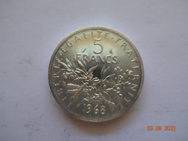 5 Francs Semeuse, 1968, TTB, argent