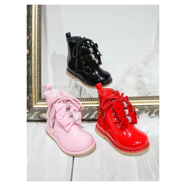 New Toddler Children Chelsea Boots Girls Winter Shoes Bow Ankle school shoes sz
