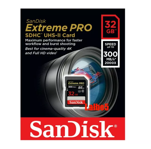 Sandisk Extreme Pro 32GB SD SDHC Memory card 300MB/s UHS-II U3 4K Genuine