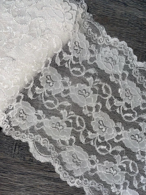 3 yards WHITE scalloped sewing lingerie stretch lace 8" extra wide