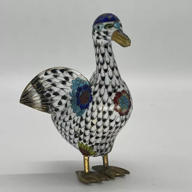 CLOISONNÉ ENAMEL GOOSE Duck Bird 4 1/4 “ oriental style Figurine $24.00 ...