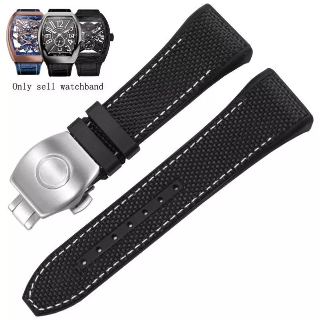 Nylon Genuine Leather Silicone Watchband Fit For Franck Muller V45 Series 28mm