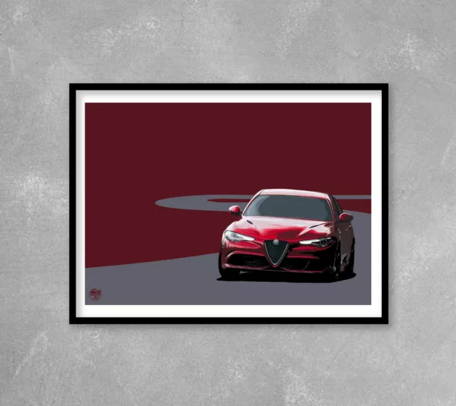 Alfa Romeo Giulia Quadrifoglio Print - Car Wall Art poster artwork gift Italian