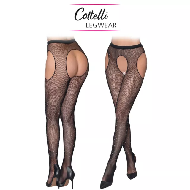 Cottelli Collection Legwear Suspender Tights Calze Rete Glitterata Collant Sexy