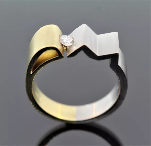 RING 1 BRILLANT 0,10ct 950/- PALLADIUM + 750/- GELBGOLD NEUWARE WERT 1990,- €