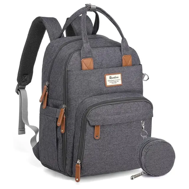 RUVALINO Diaper Bag Backpack, Multifunction Travel Back Pack Dark Gray