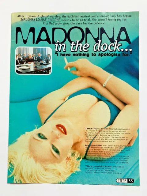 **Madonna Vintage Uk Top Of The Pops Magazine One Page Clippings**