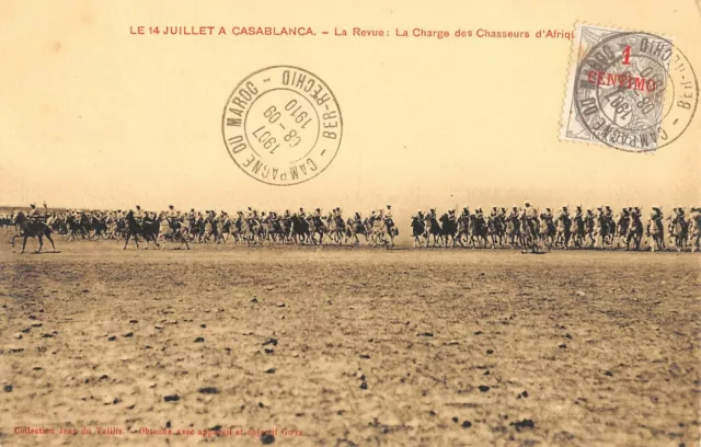 Cpa Morocco July 14 In Casablanca La Revue La Charge Des Hunters D'afrique