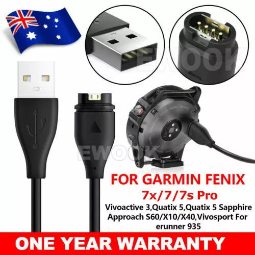 USB Charger Charging Dock Cable For Garmin Vivoactive 4 3 Forerunner Fenix 7 6 5