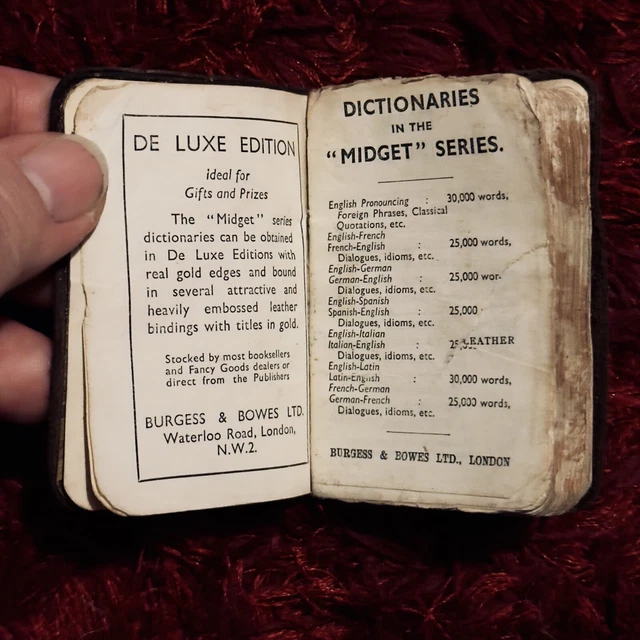 1964 BURGESS & Bowes Midget Series English Dictionary Quote On