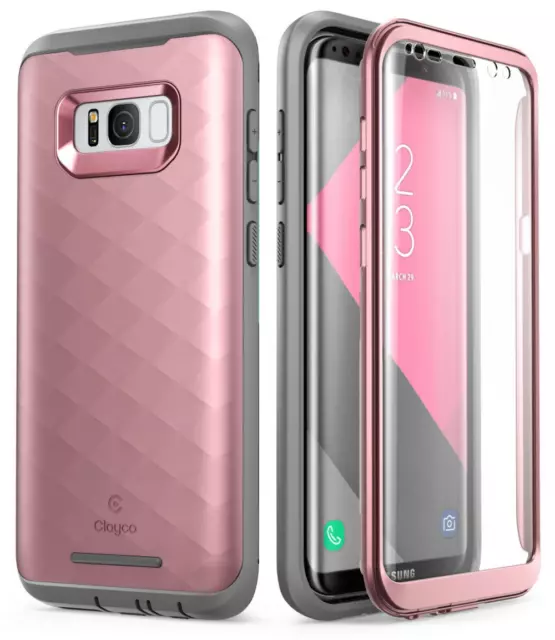 Samsung Galaxy S8 Full-Body Rugged Case with Built-In Screen Protector RoseGold