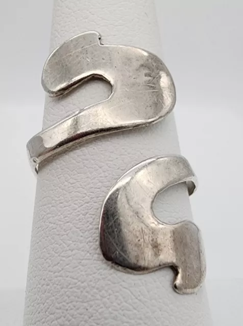 Sterling Silver 925 MLV Modernist Mexico Wrap Adj Sz 7.5 - 9.5 Ring Ag 23276