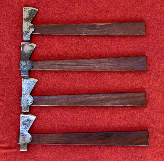 Set of 4 Hand forged 18th Century Tomahawk Axe With Rosewood Handle