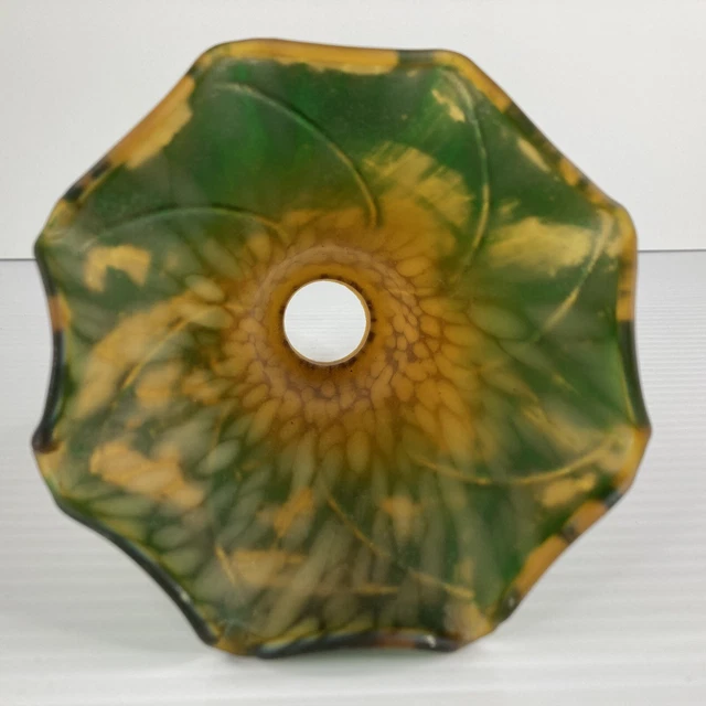 Tiffany Style Lily Lamp Shades Tulip Flower Glass Amber & Green