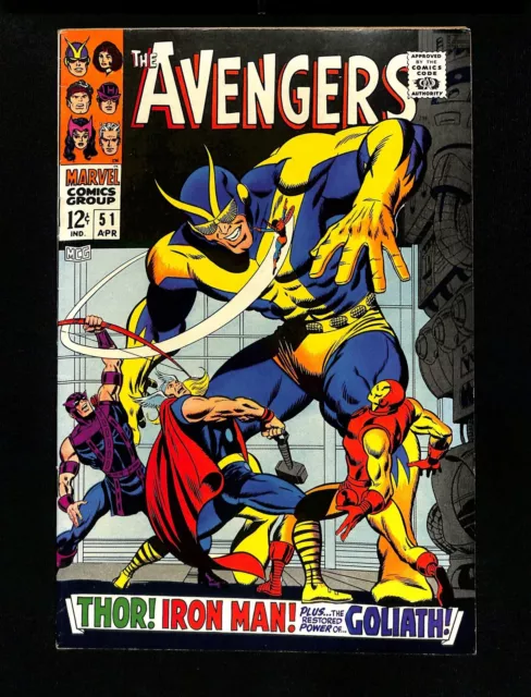 Avengers #51 VF 8.0 Iron Man Captain America Thor Hawkeye Goliath! Marvel 1968