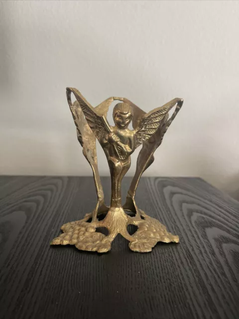 Vintage Brass Angel Orb/Candle Holder
