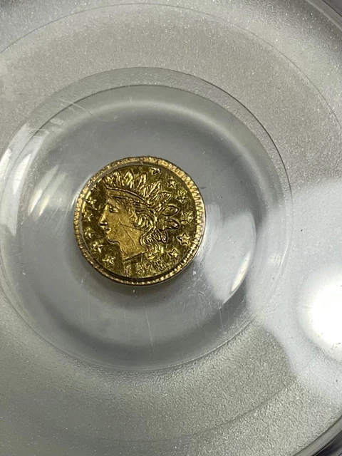 Pcgs Ms63Pl 1875 Round California Fractional Gold Bg-878 25C