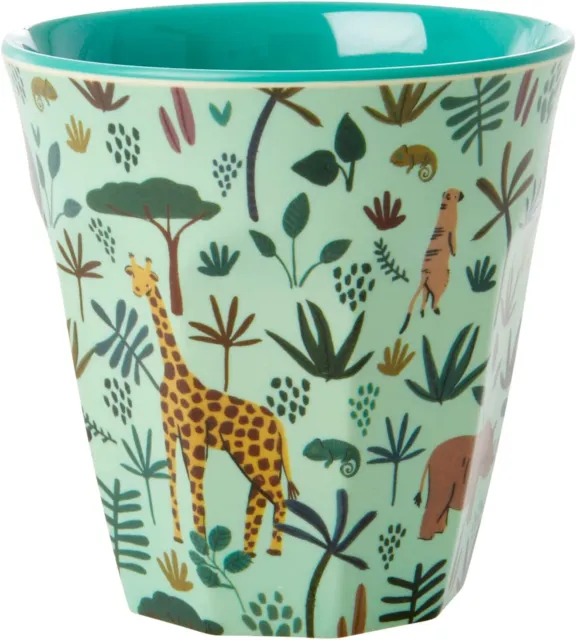 Jungle Animals Cup - Melamine -  Green Animal Print by Rice - Medium 9cm