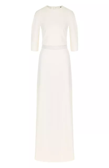 $3690 New LANVIN Gown Long Dress Maxi Slit Back Ecru Cream Crystals 40 3