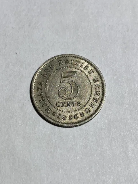 1958 Malaysia British Borneo 5 Cents - Nice old coin!
