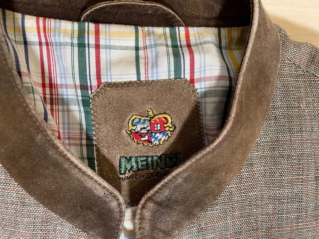 Giacca tradizionale uomo Meindl Janker taglia 54 L XL lino beige marrone giacca top ✅ 2