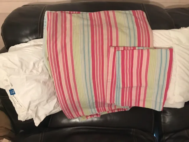 PB Teen Bedding Twin Rainbow Striped-Duvet Quallowarn comforter insert & sham