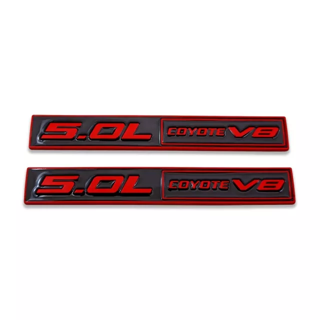 2x Red&Black 5.0L COYOTE V8 Logo Emblem 5.0 Engine Bagde Metal Sticker GT Decal