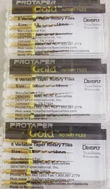 3 x Dentsply ProTaper Gold Files Assorted SX 19mm