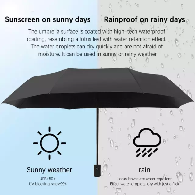 Umbrella Automatic UV Sun Protection Folding Umbrella Rainproof Windproof V6J7