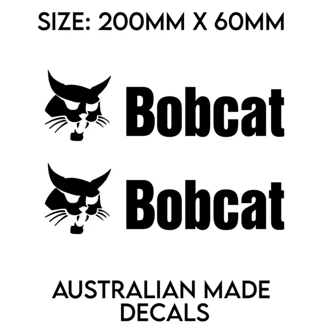 Bobcat Black Vinyl Decal Stickers. Set of 2. 200mm X 60mm.  Skid Steer Loader