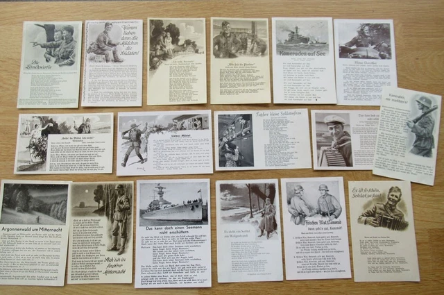 Sammlung von 17 alten Soldaten - Lieder Postkarten 2. WK